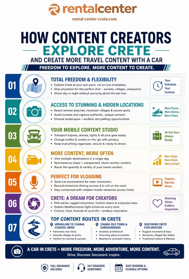 infographic how content creators explore crete